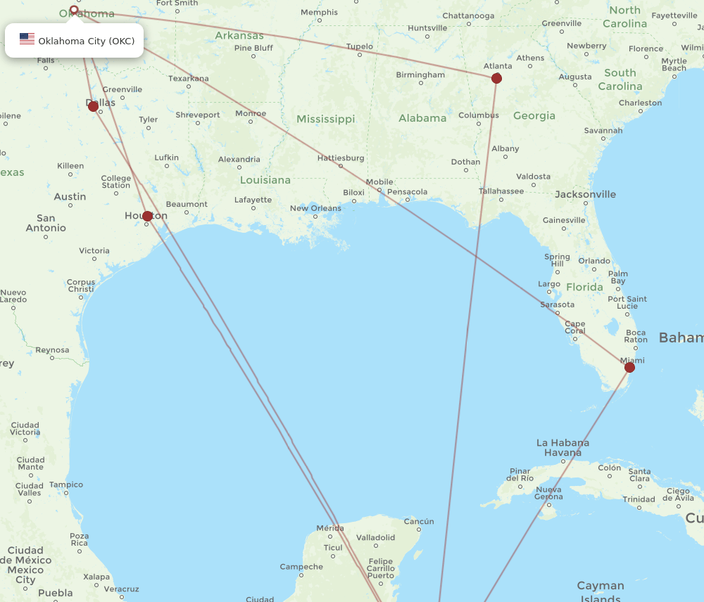 OKC-RTB flight routes