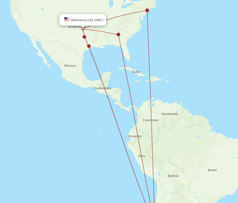 OKC-SCL flight routes