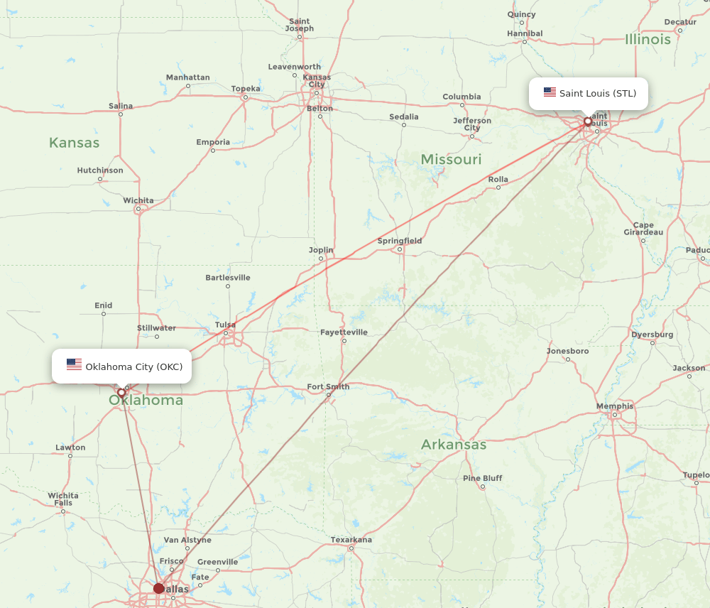OKC-STL flight routes