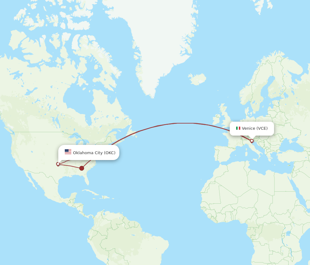 OKC-VCE flight routes