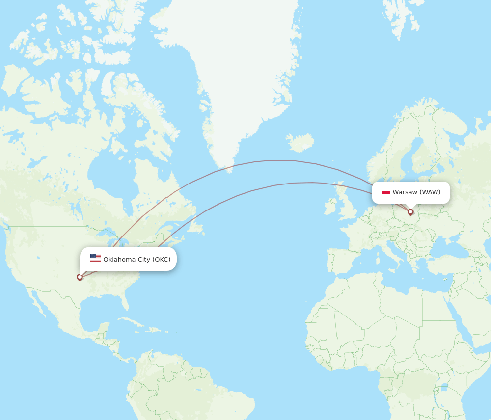 OKC-WAW flight routes