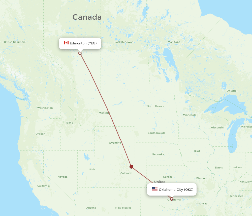 OKC-YEG flight routes