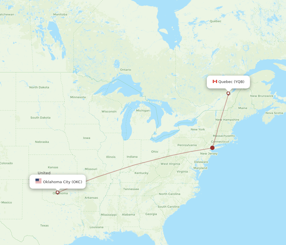 OKC-YQB flight routes