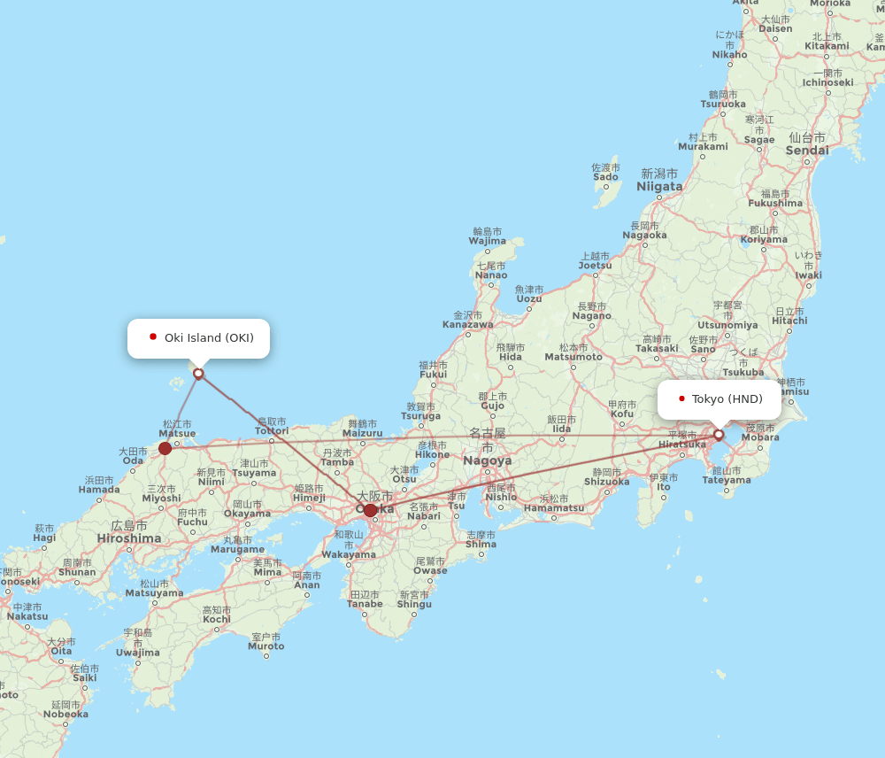 OKI-HND flight routes