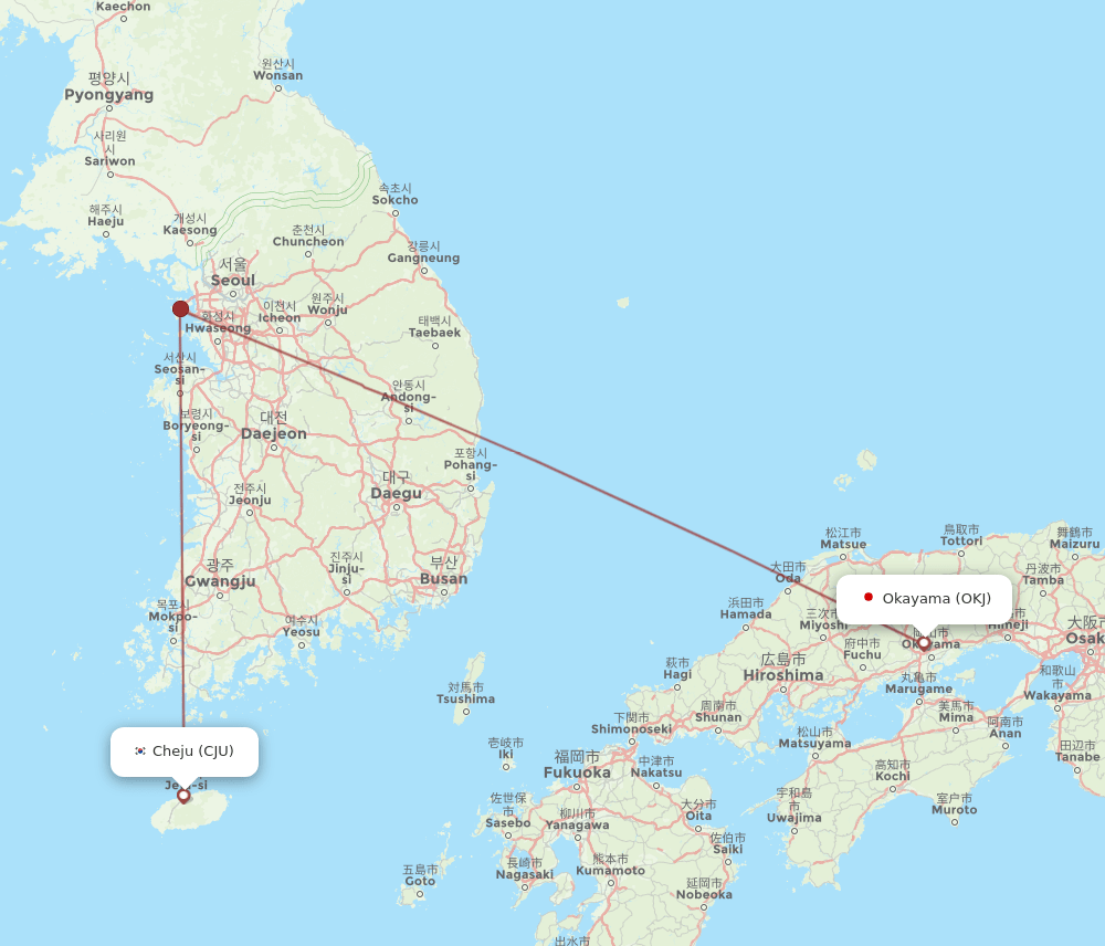 OKJ-CJU flight routes