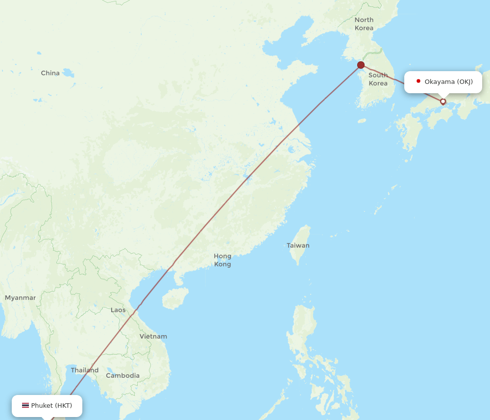 OKJ-HKT flight routes