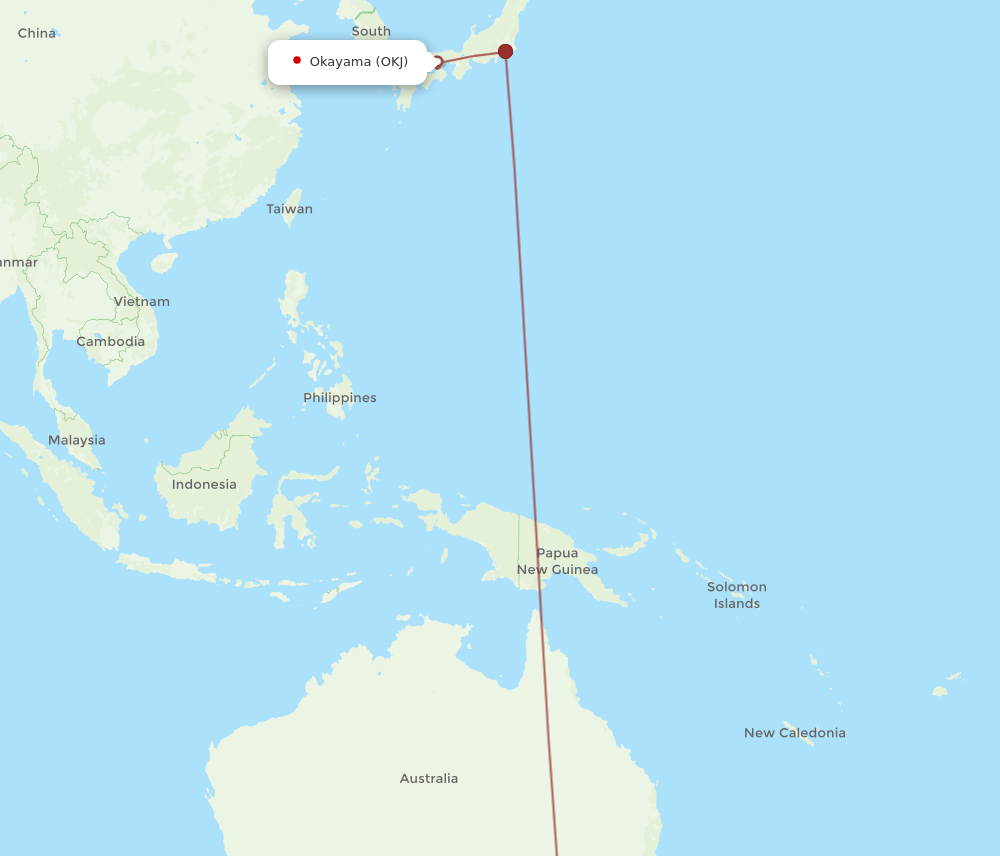 OKJ-MEL flight routes