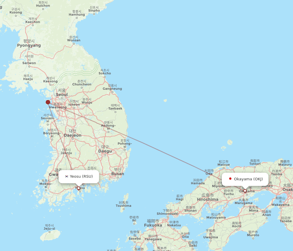 OKJ-RSU flight routes
