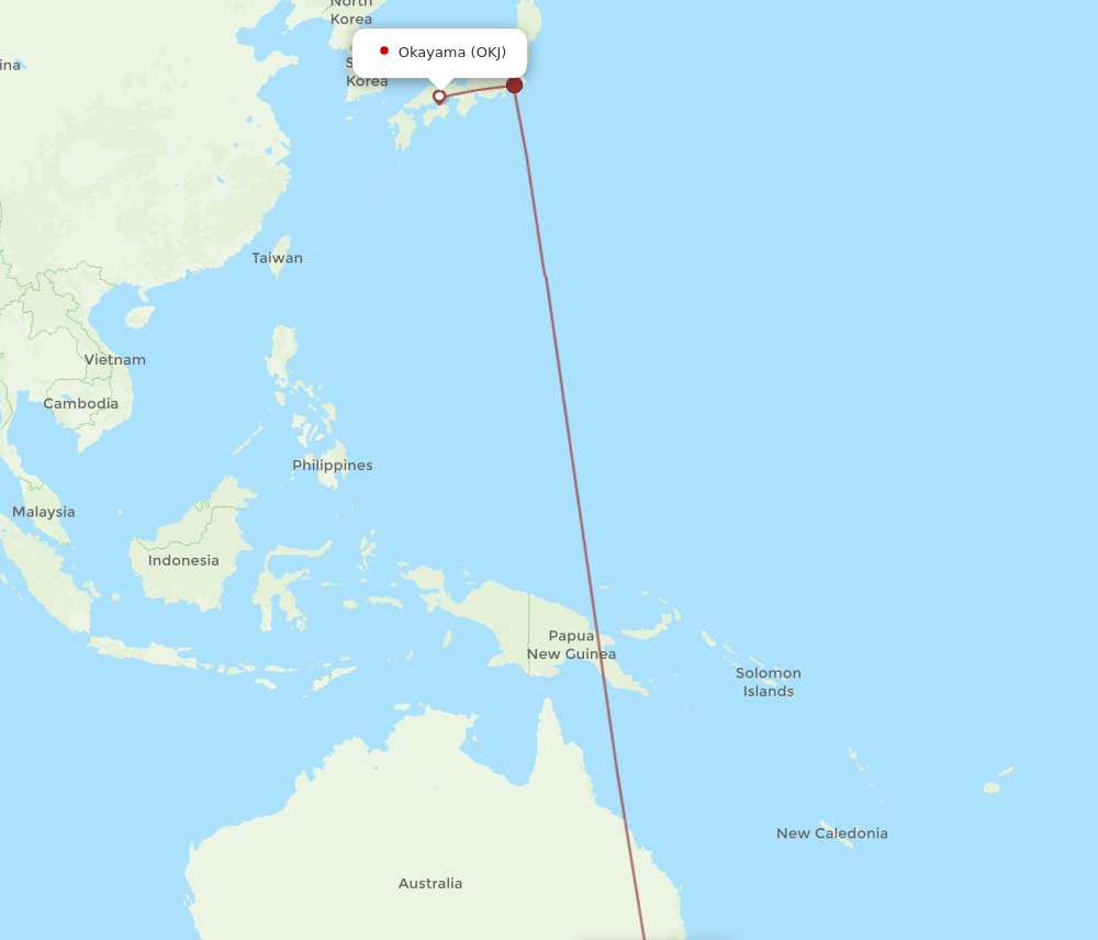 OKJ-SYD flight routes