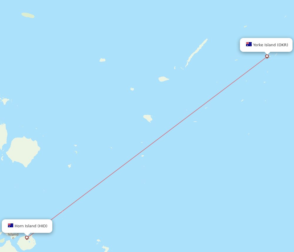 Yorke Island - Horn Island route map and flight paths