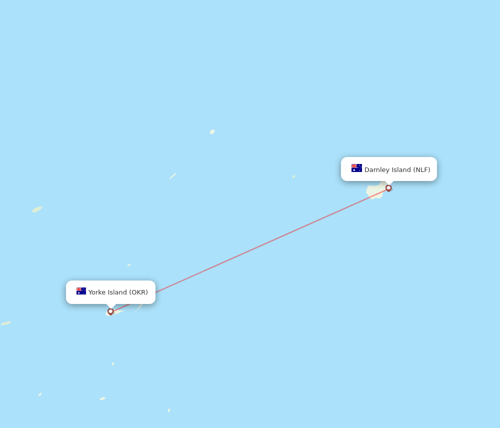 Yorke Island - Darnley Island route map and flight paths