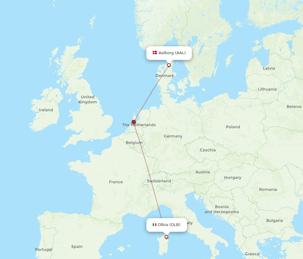 OLB-AAL flight routes
