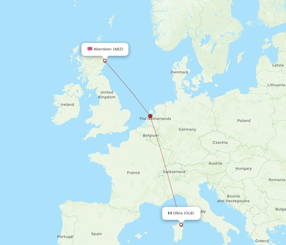 ABZ to OLB flights and routes map