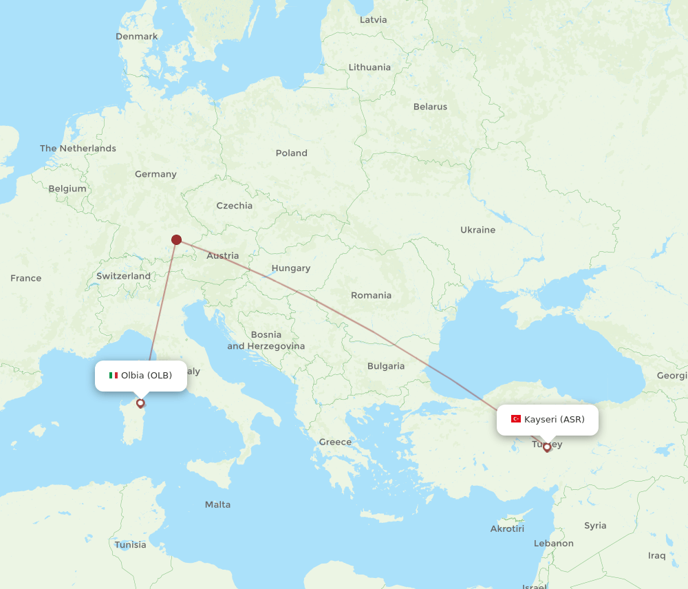 OLB to ASR flights and routes map