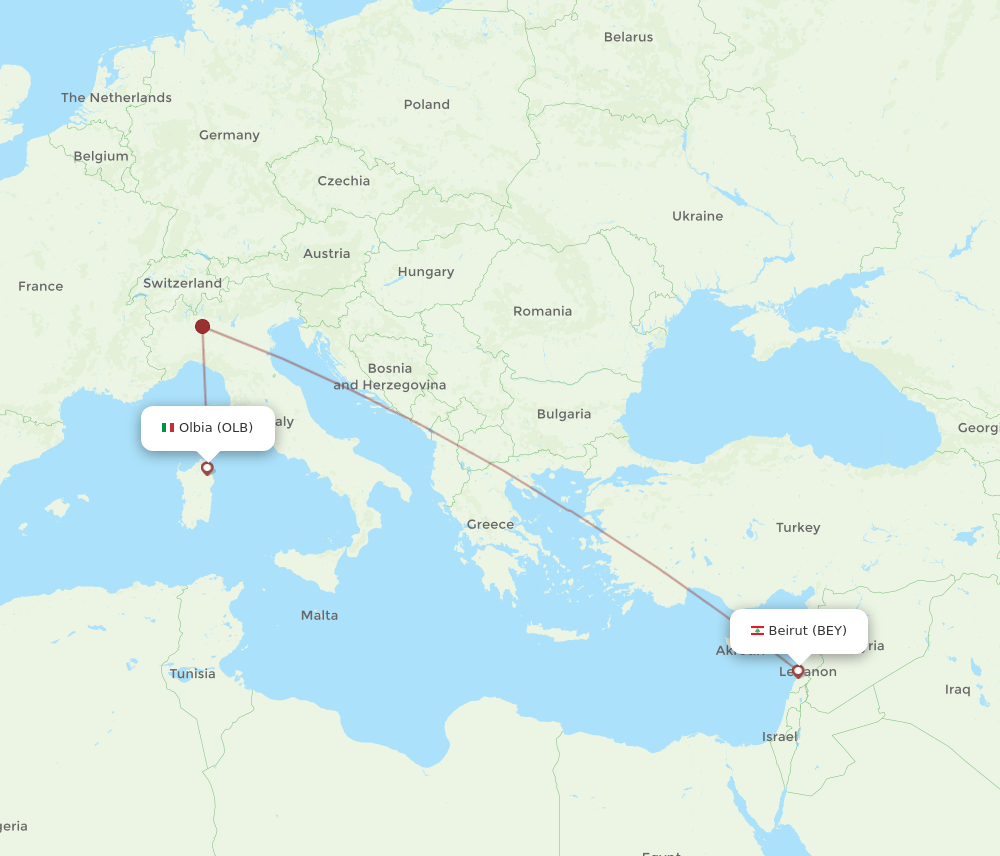 OLB-BEY flight routes