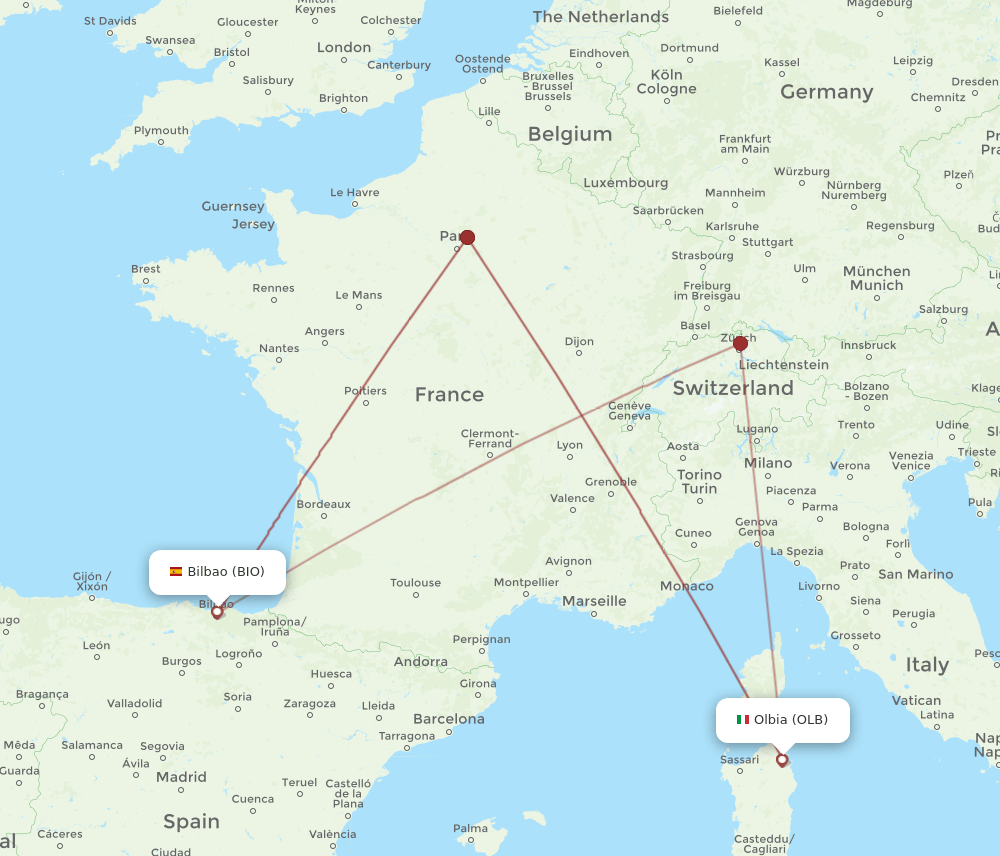 OLB-BIO flight routes