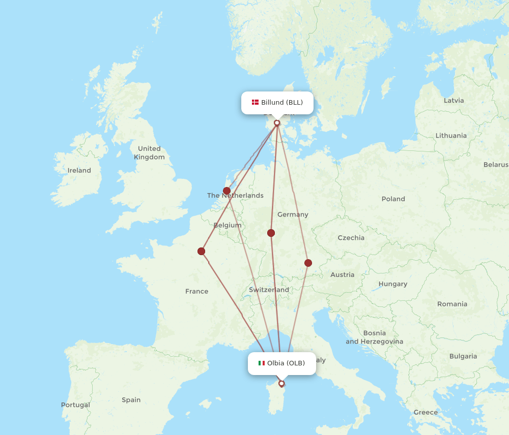 OLB-BLL flight routes