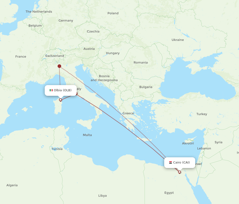 OLB to CAI flights and routes map