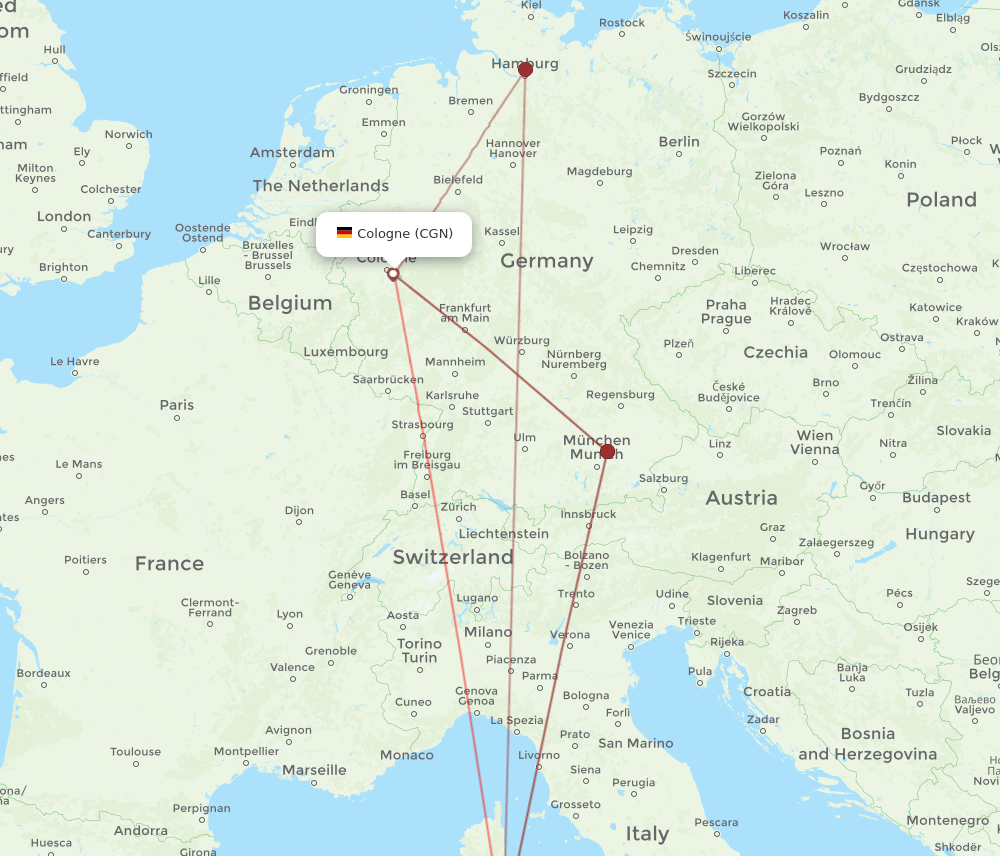 OLB-CGN flight routes