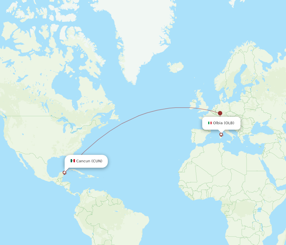 OLB-CUN flight routes