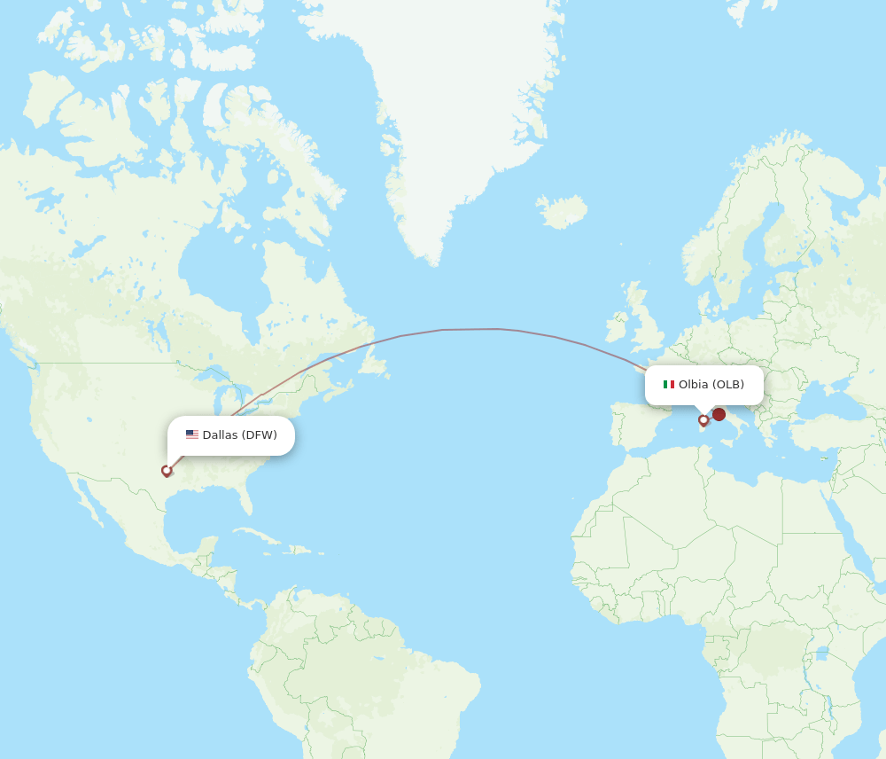 OLB-DFW flight routes