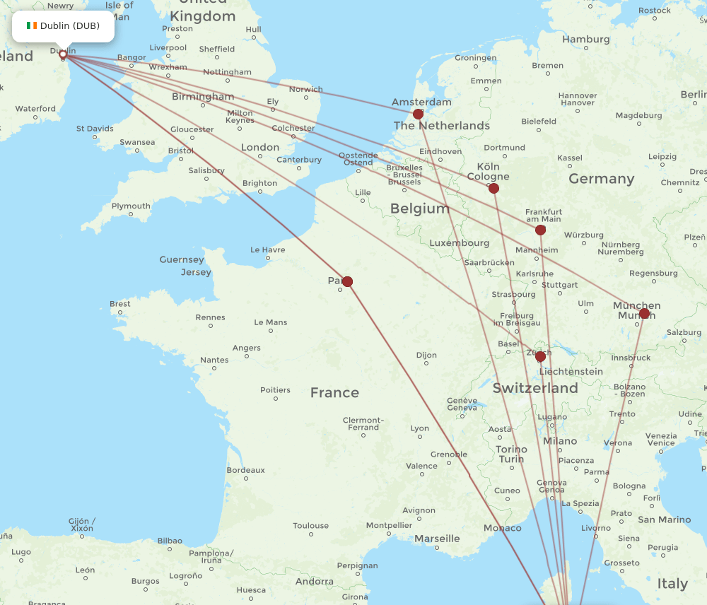OLB-DUB flight routes