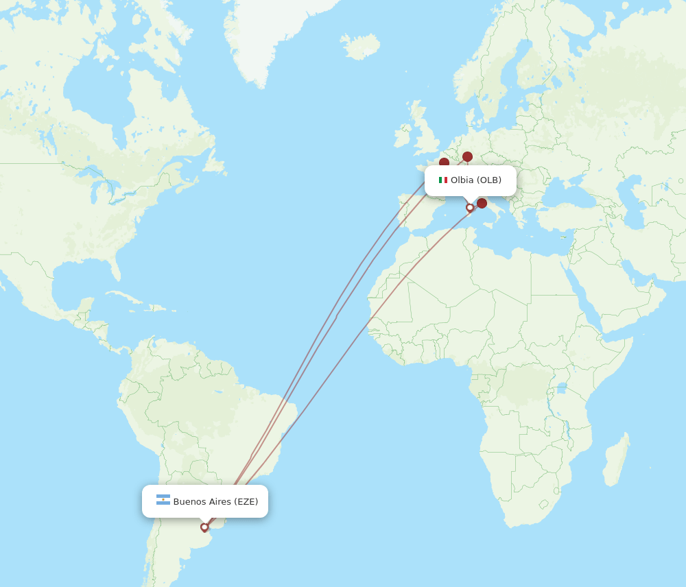 OLB-EZE flight routes