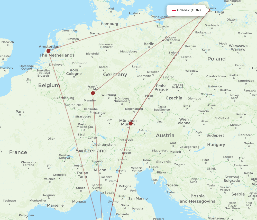 OLB-GDN flight routes