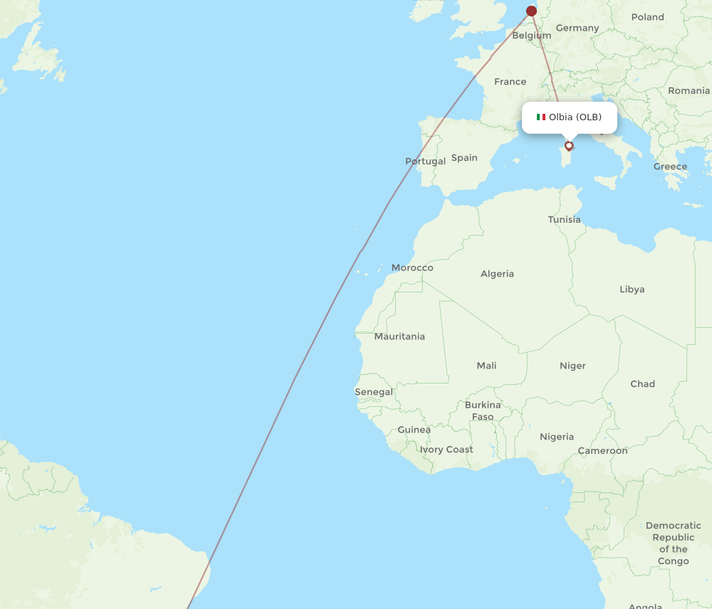 OLB-GIG flight routes