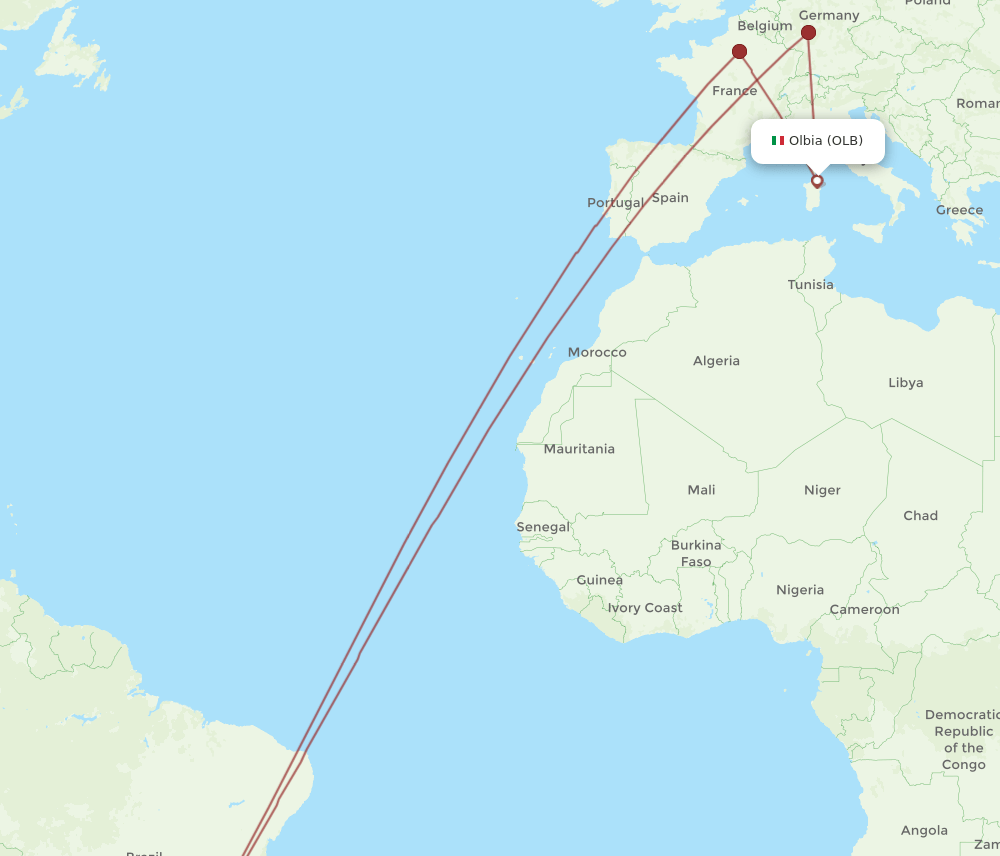 OLB-GRU flight routes
