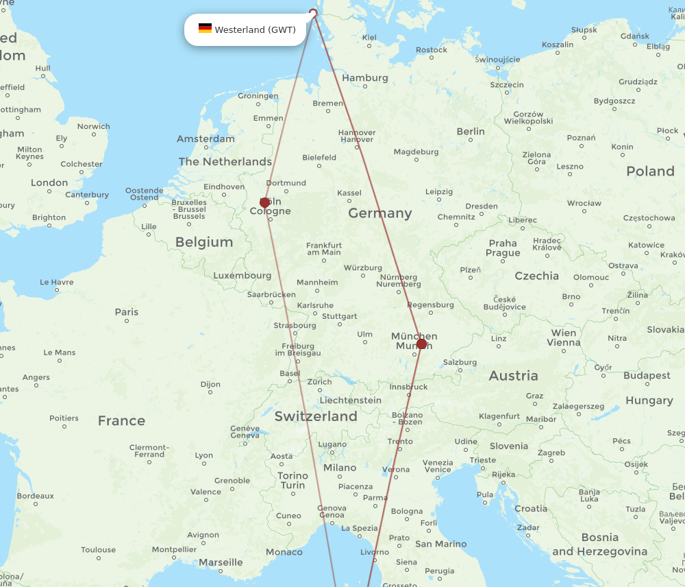 OLB-GWT flight routes