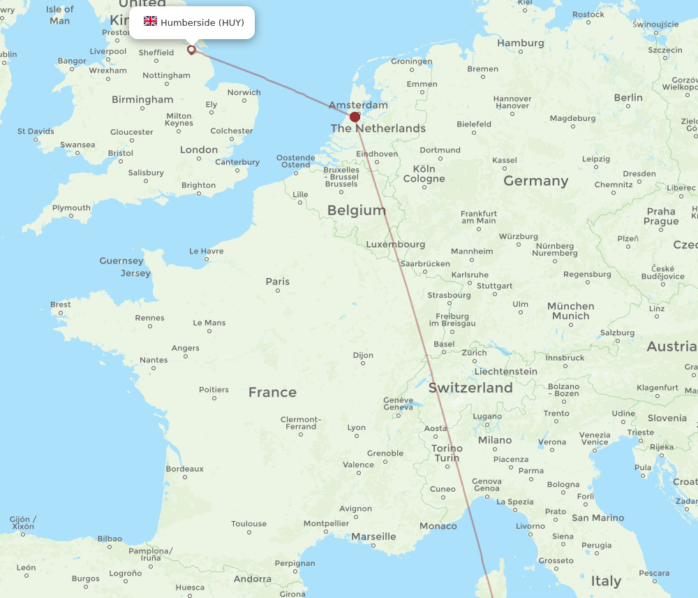 OLB-HUY flight routes