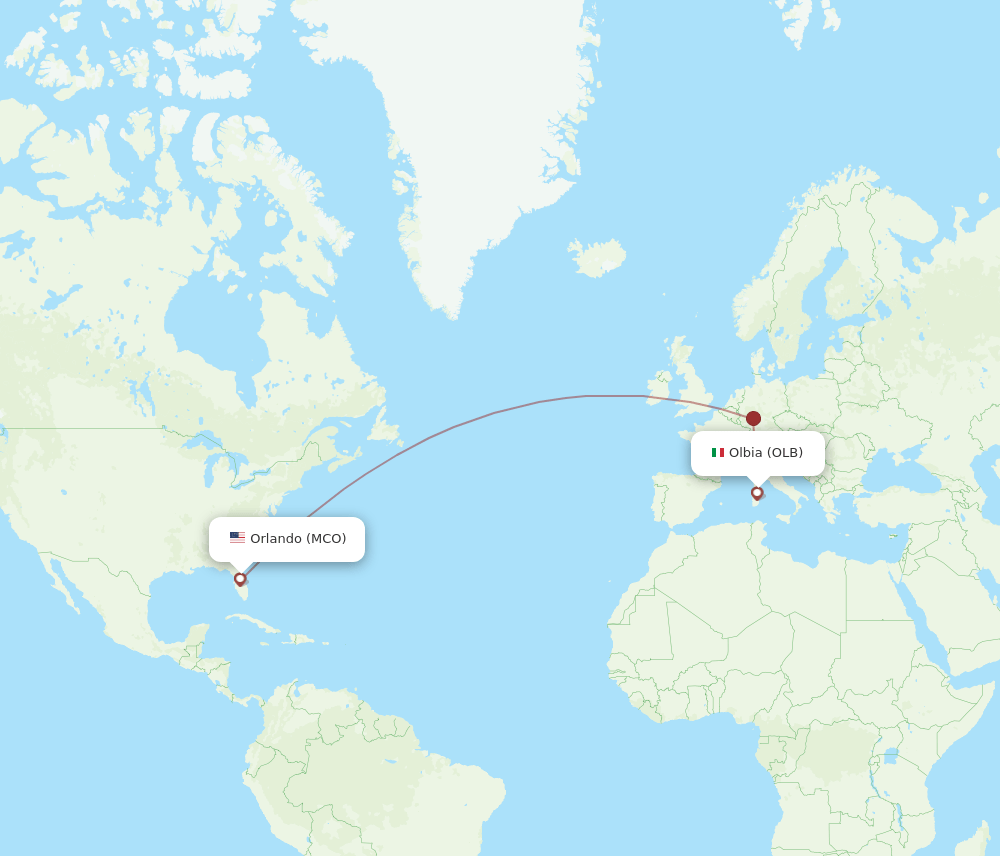 OLB-MCO flight routes