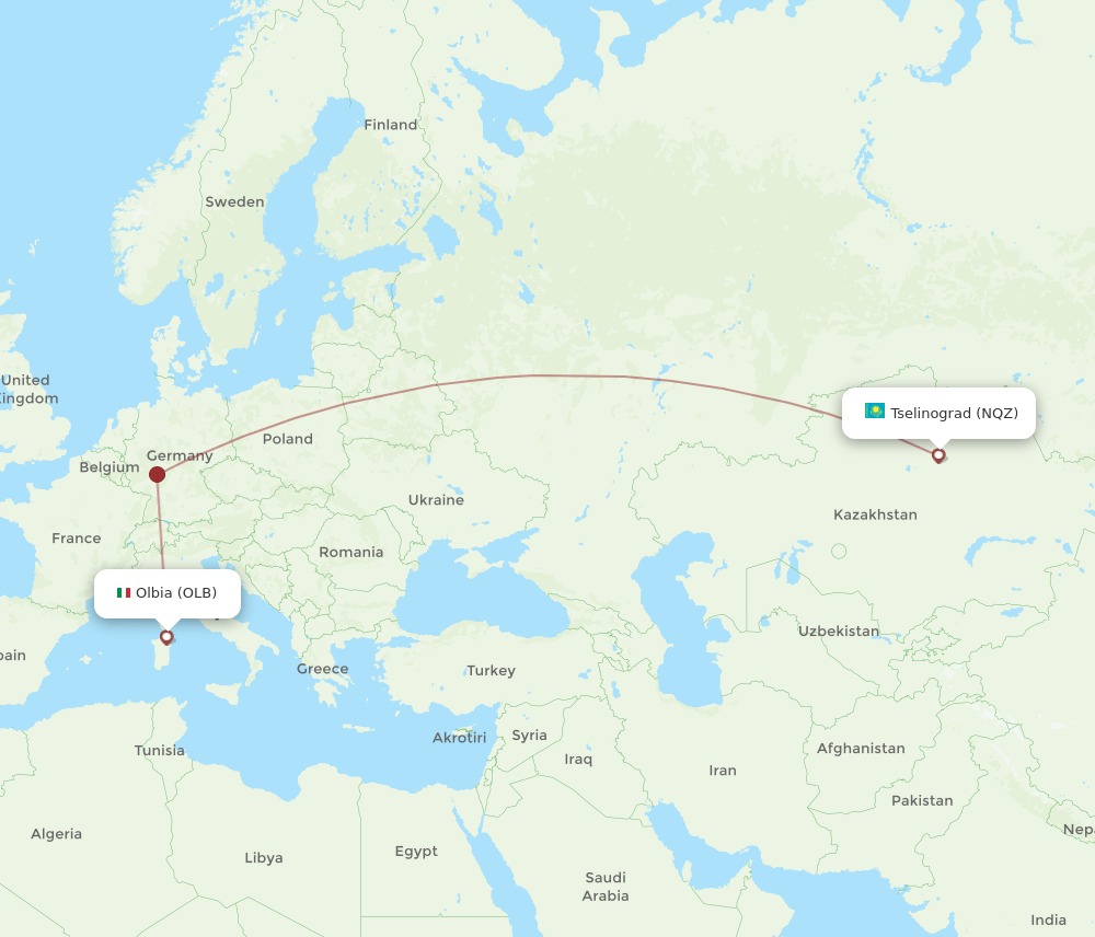 OLB-NQZ flight routes