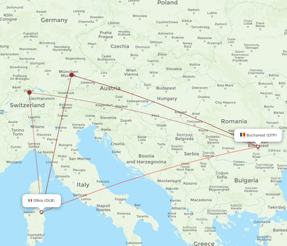 OLB-OTP flight routes
