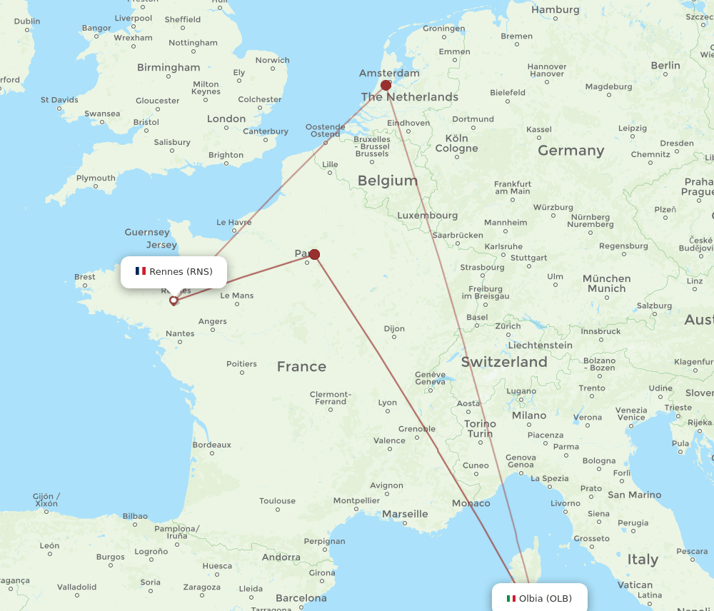 OLB-RNS flight routes