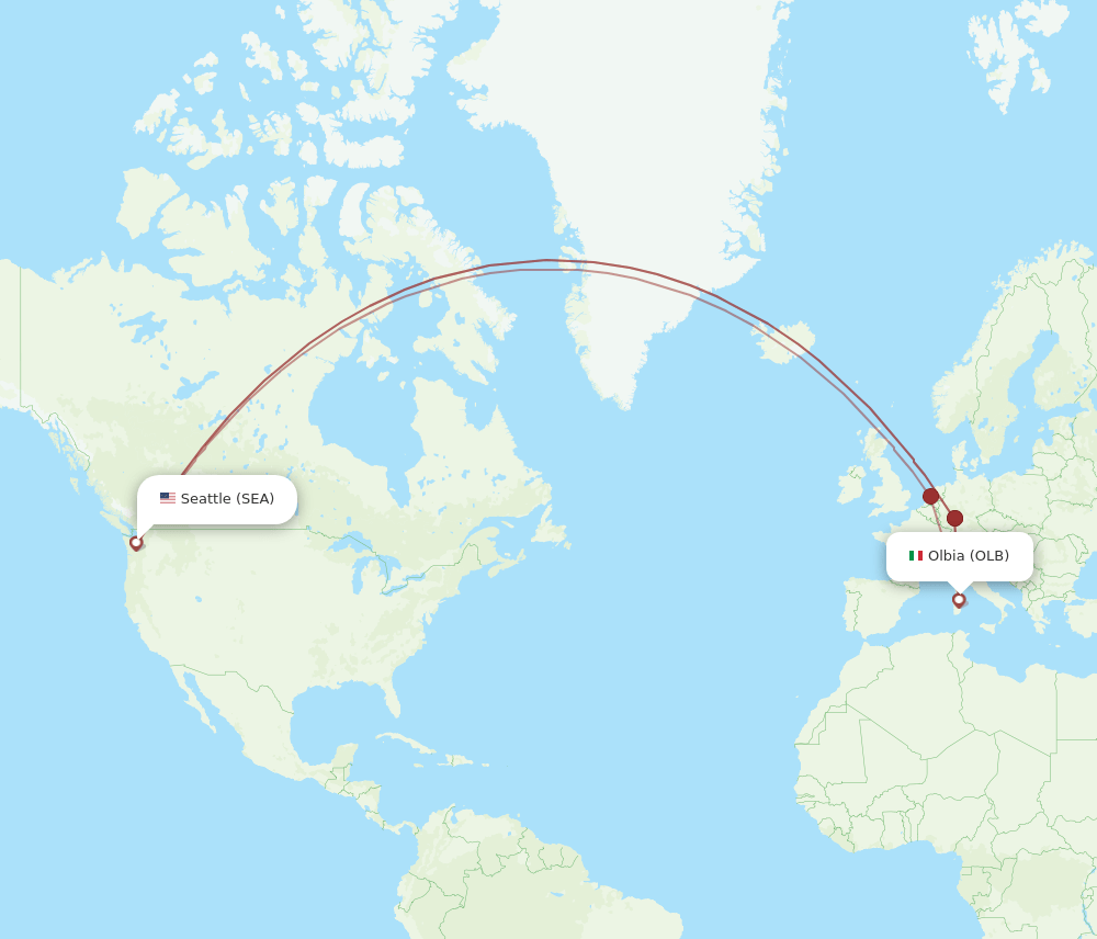 OLB-SEA flight routes