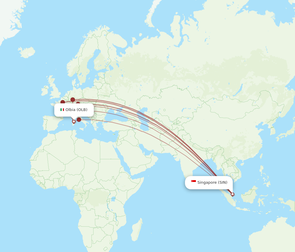 OLB to SIN flights and routes map