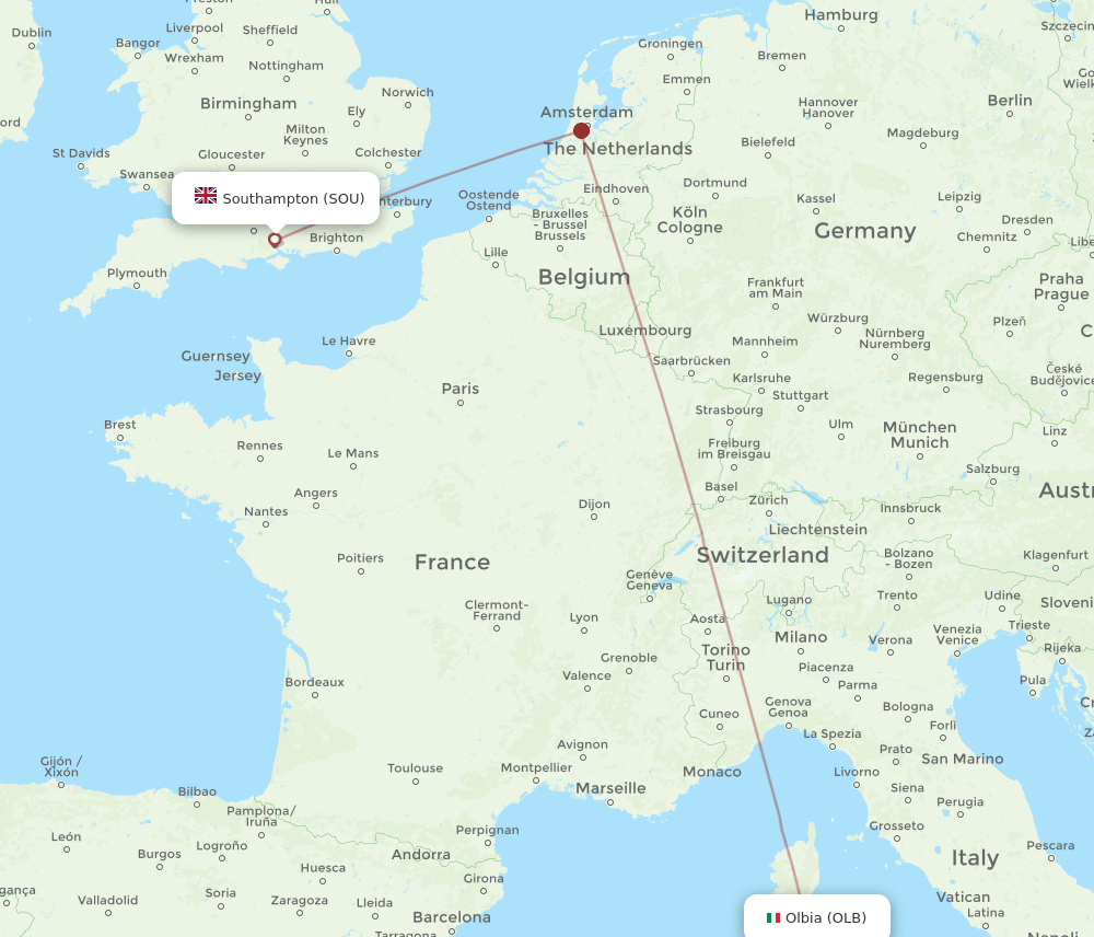 OLB-SOU flight routes