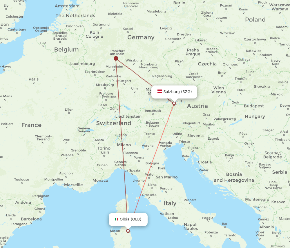 OLB-SZG flight routes