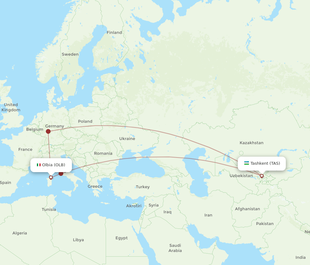 OLB-TAS flight routes