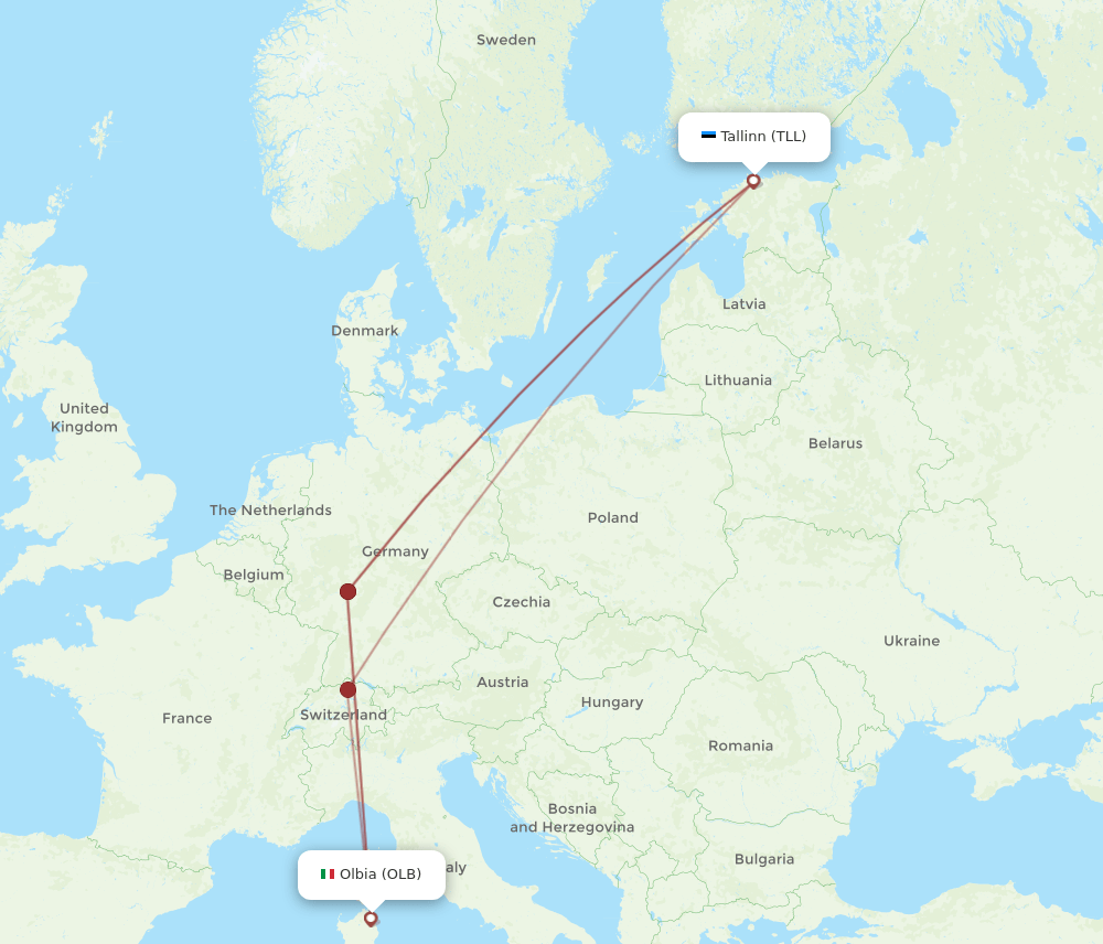 OLB-TLL flight routes