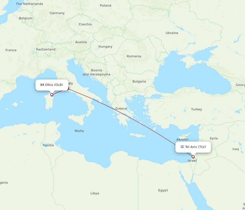 OLB-TLV flight routes