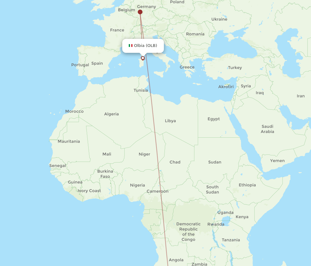 OLB-WDH flight routes