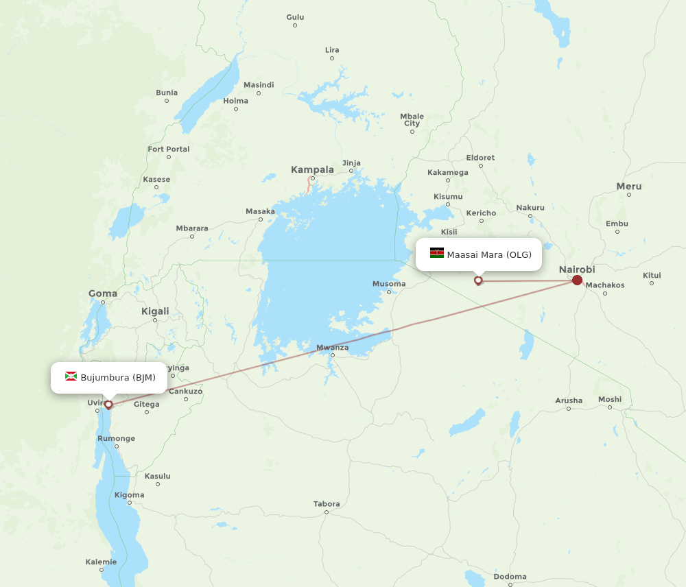 Bujumbura - Maasai Mara route map and flight paths