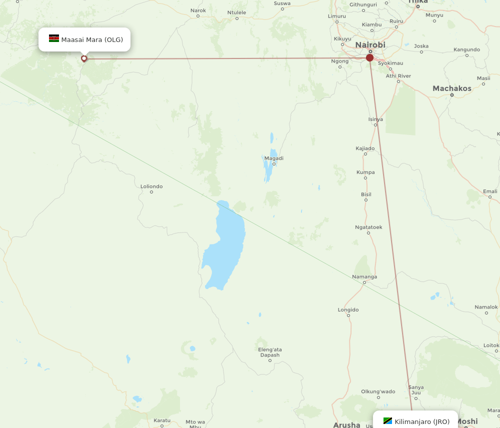 JRO to OLG flights and routes map