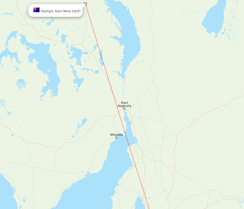 Olympic Dam - Adelaide route map and flight paths