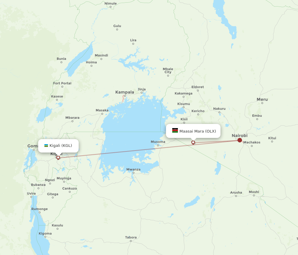 OLX to KGL flights and routes map