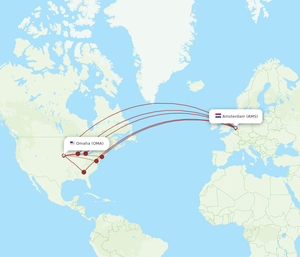 OMA to AMS flights and routes map