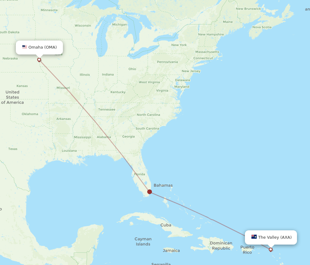 OMA-AXA flight routes